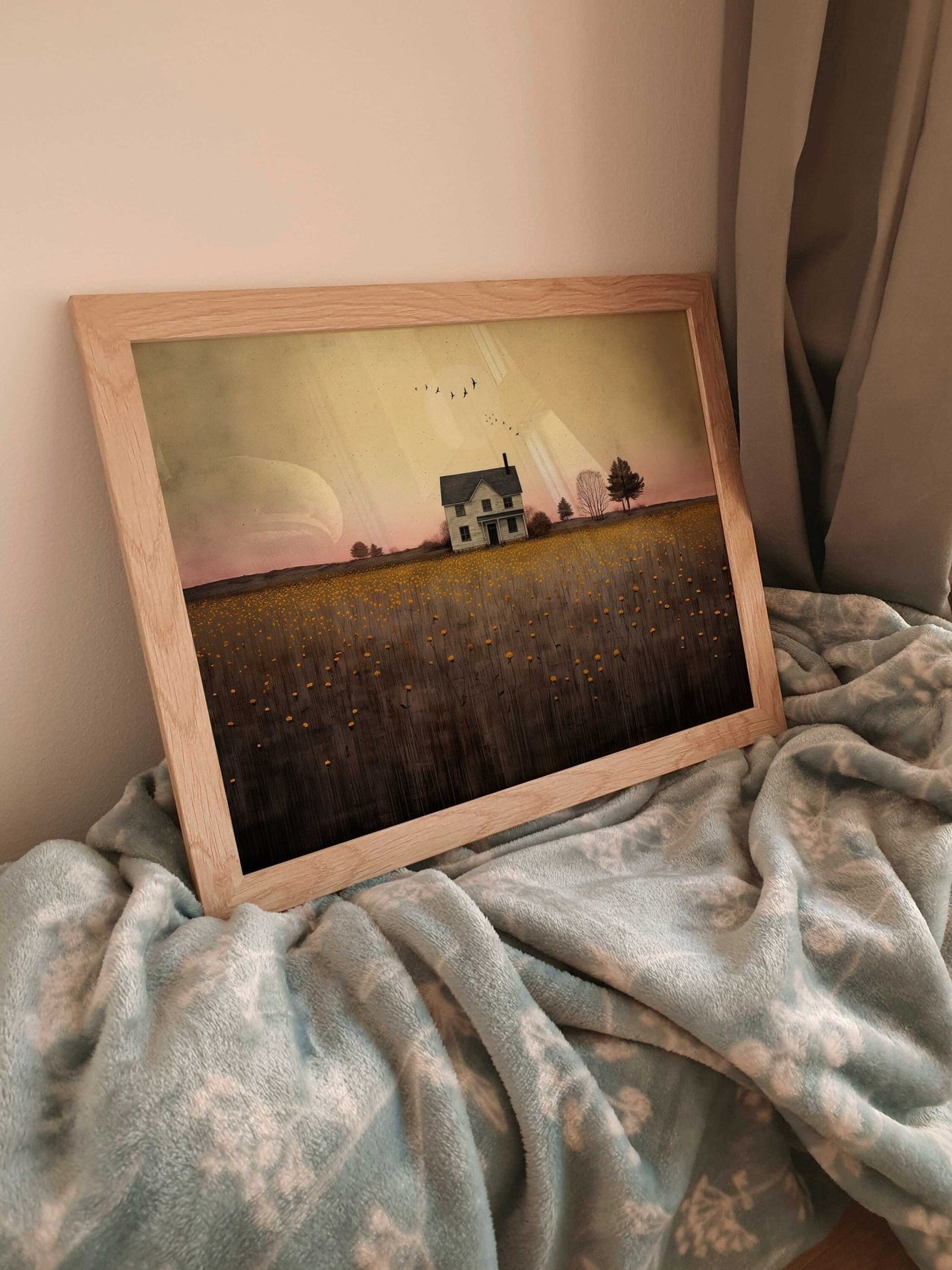 Gray Cottage Wall Art – Farmhouse Living Room Print