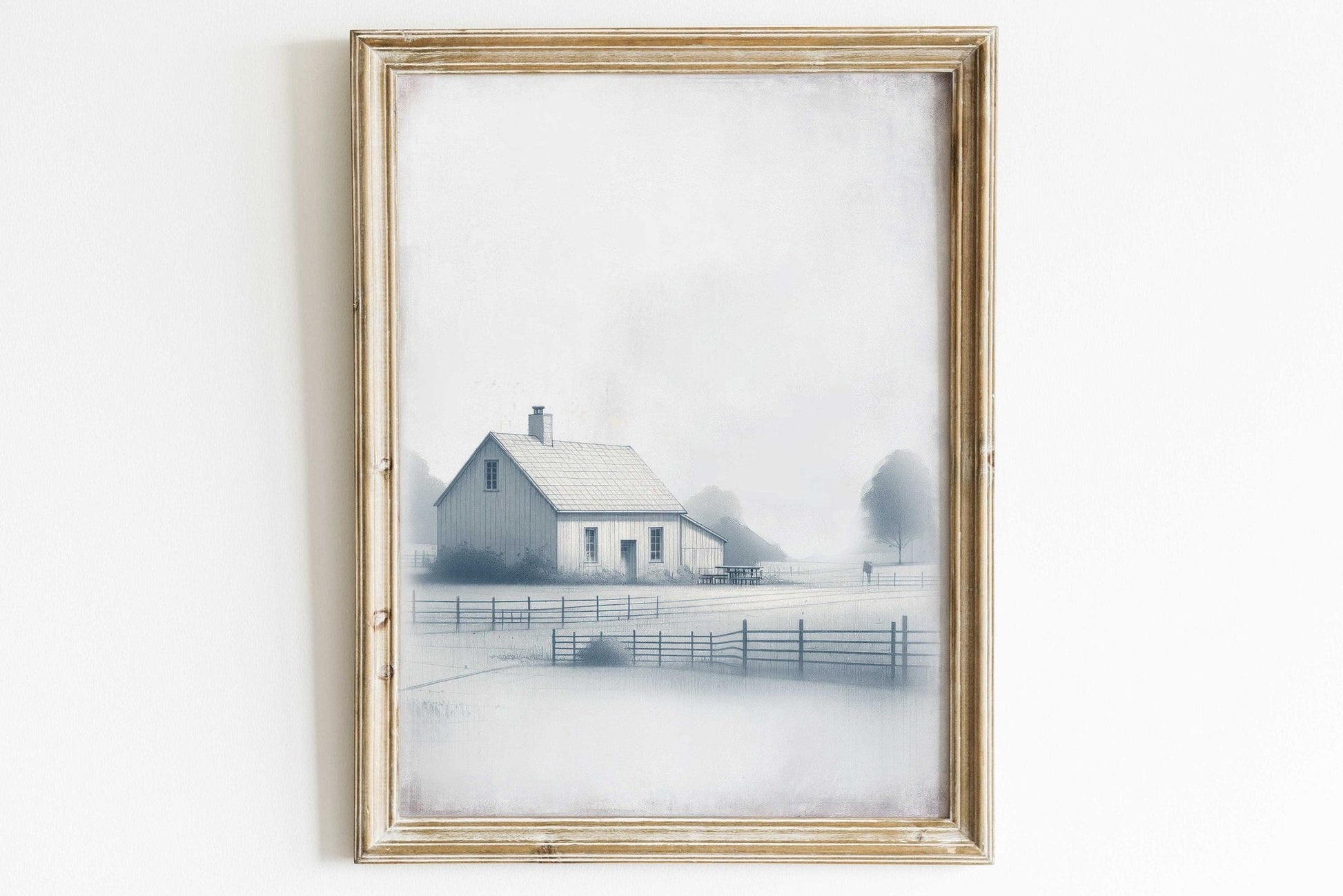 Country House Print, Rustic Countryside Painting, Farmhouse Wall Art - WildfieldPrints