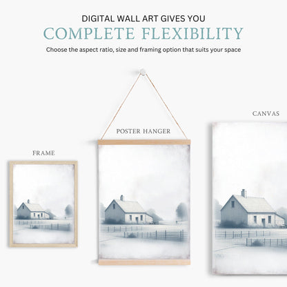 Country House Print, Rustic Countryside Painting, Farmhouse Wall Art - WildfieldPrints