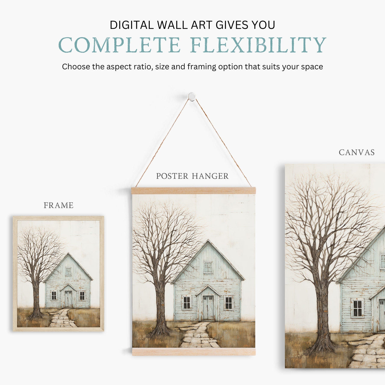 Country House Wall Art – Farmhouse Living Room Print