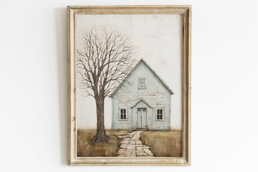Country House Print, Rustic Farmhouse Wall Art, Countryside Decor - WildfieldPrints