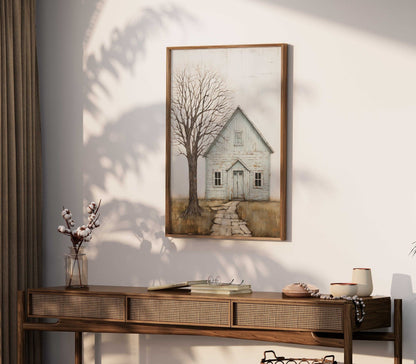 Country House Print, Rustic Farmhouse Wall Art, Countryside Decor - WildfieldPrints