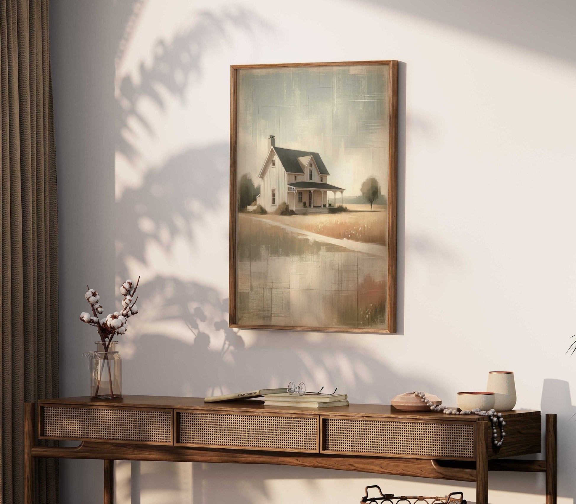 Country House Print, Rustic Wall Art, Farmhouse Home Decor - WildfieldPrints