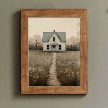 Country House Print, Rustic Wall Art, Farmhouse Home Decor - WildfieldPrints