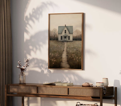 Country House Print, Rustic Wall Art, Farmhouse Home Decor - WildfieldPrints