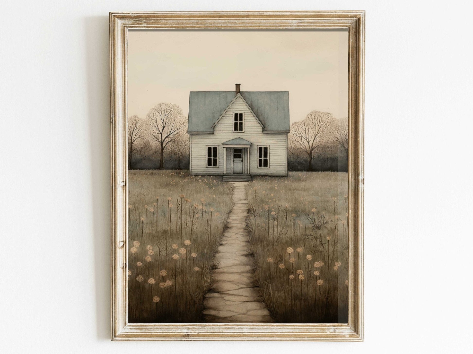 Country House Print, Rustic Wall Art, Farmhouse Home Decor - WildfieldPrints