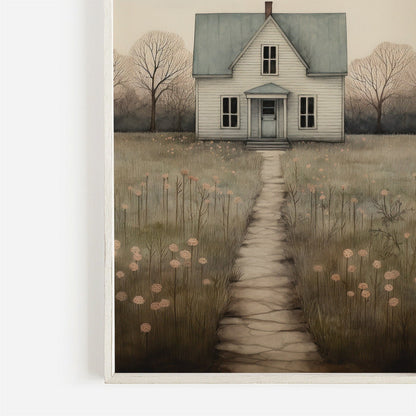 Country House Print, Rustic Wall Art, Farmhouse Home Decor - WildfieldPrints