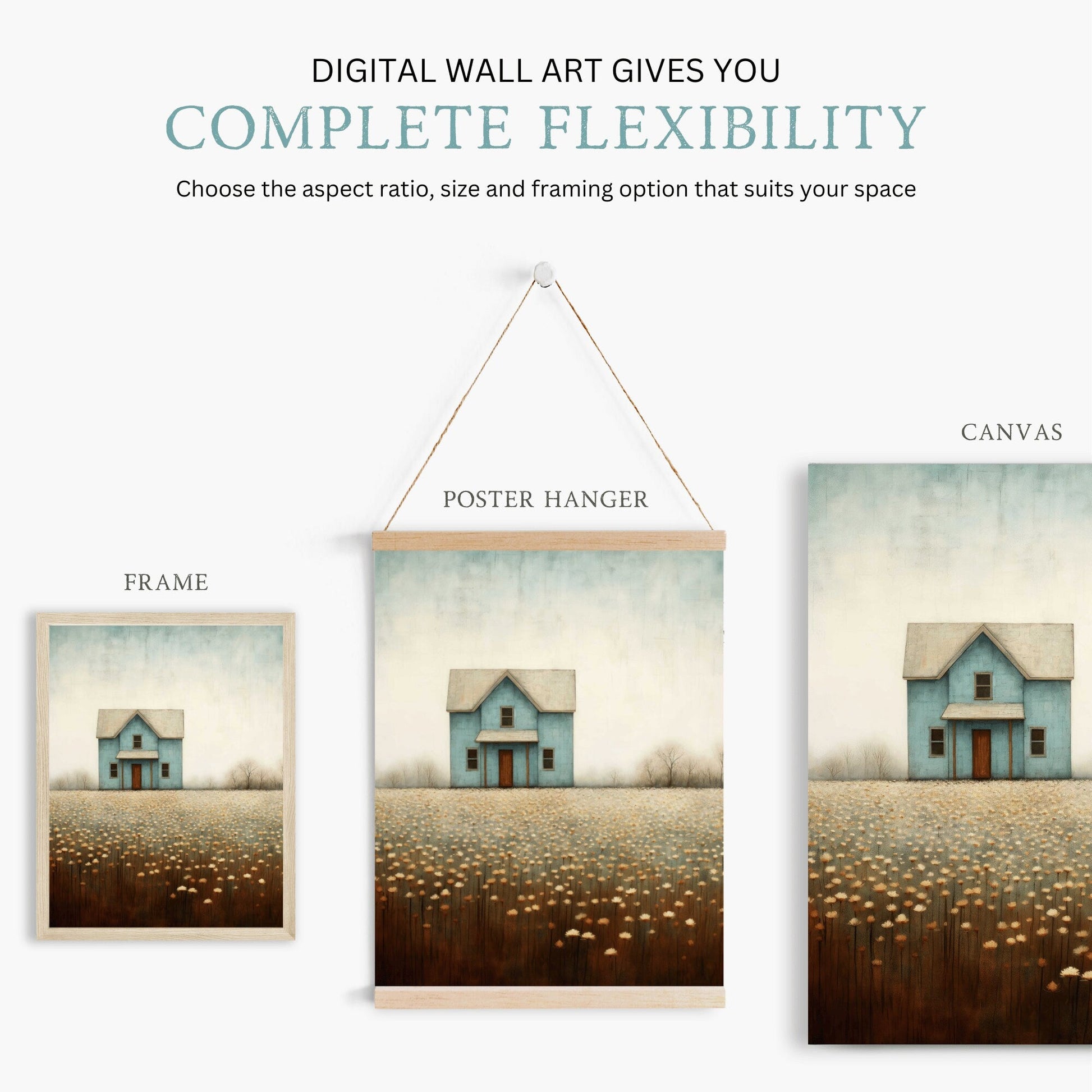 Country House Print, Rustic Wall Art, Quirky Farmhouse Decor - WildfieldPrints