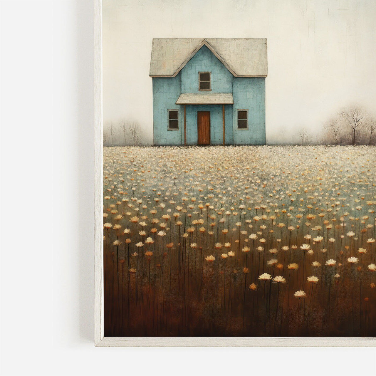 Turquoise Country House Wall Art – Farmhouse Living Room Print