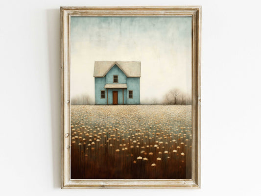 Country House Print, Rustic Wall Art, Quirky Farmhouse Decor - WildfieldPrints