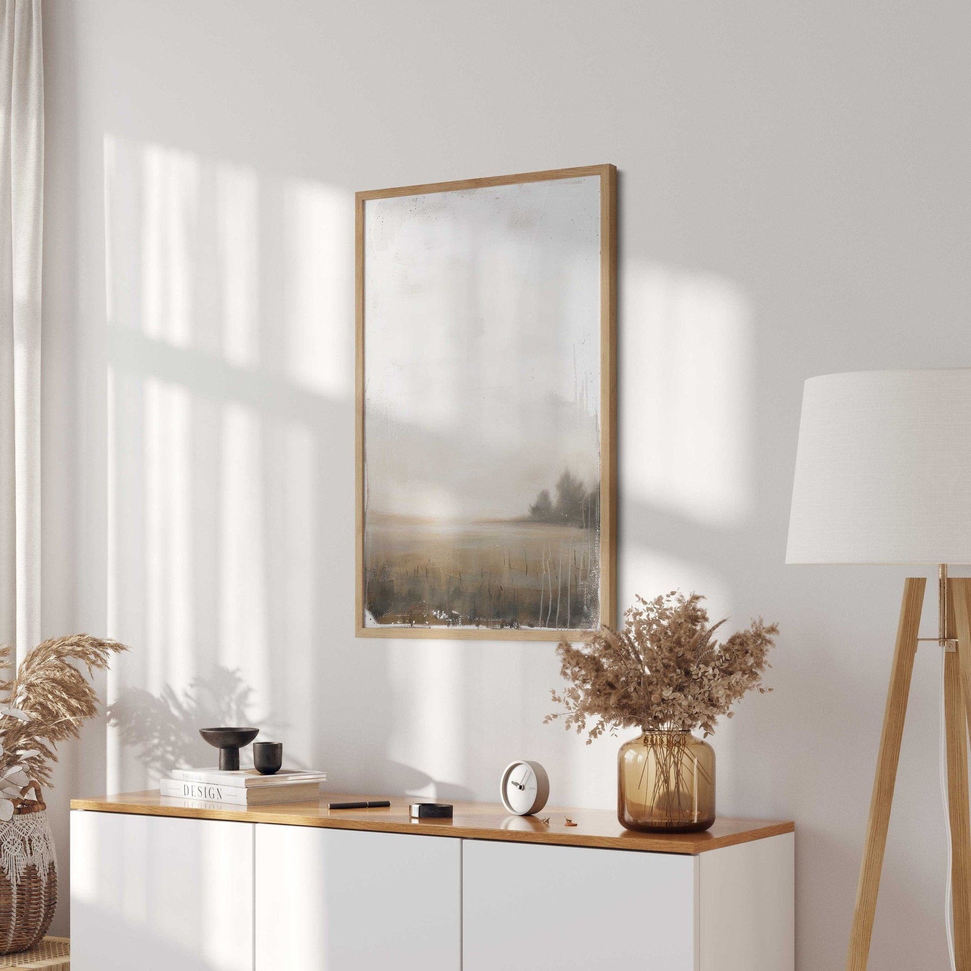 Countryside Landscape Art, Rustic Farmhouse Decor, Open Field Painting - WildfieldPrints