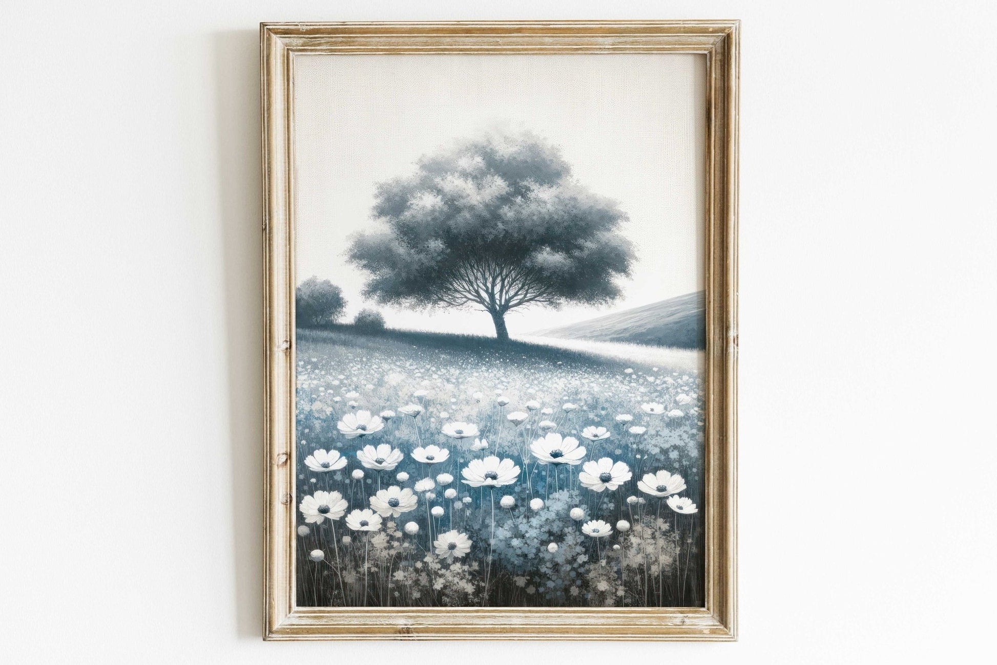 Countryside Landscape Prints, Wildflower Field Decor, Hilly Art Collection - WildfieldPrints