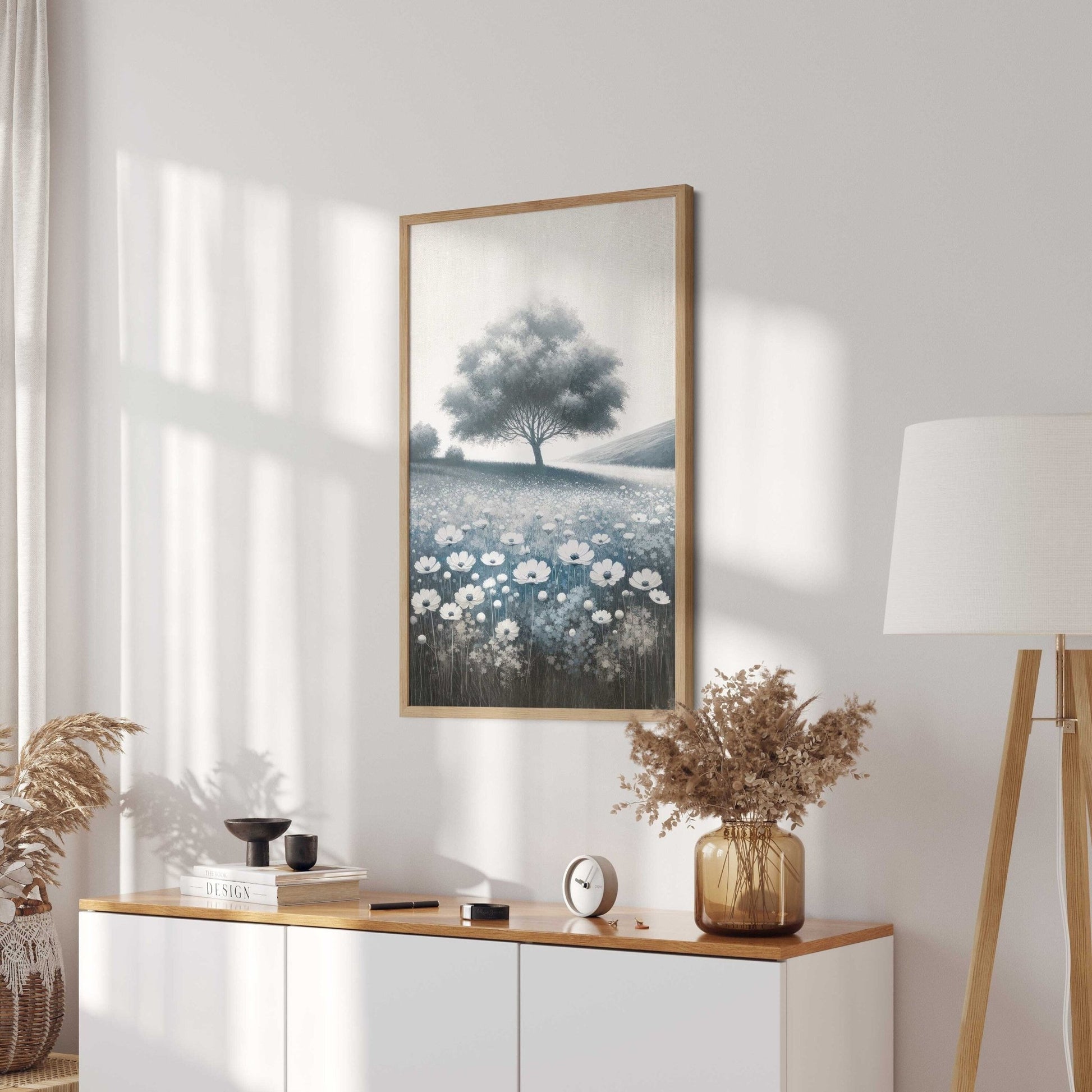 Countryside Landscape Prints, Wildflower Field Decor, Hilly Art Collection - WildfieldPrints