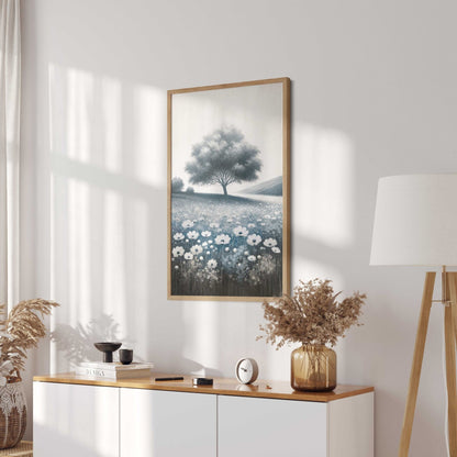 Countryside Landscape Prints, Wildflower Field Decor, Hilly Art Collection - WildfieldPrints