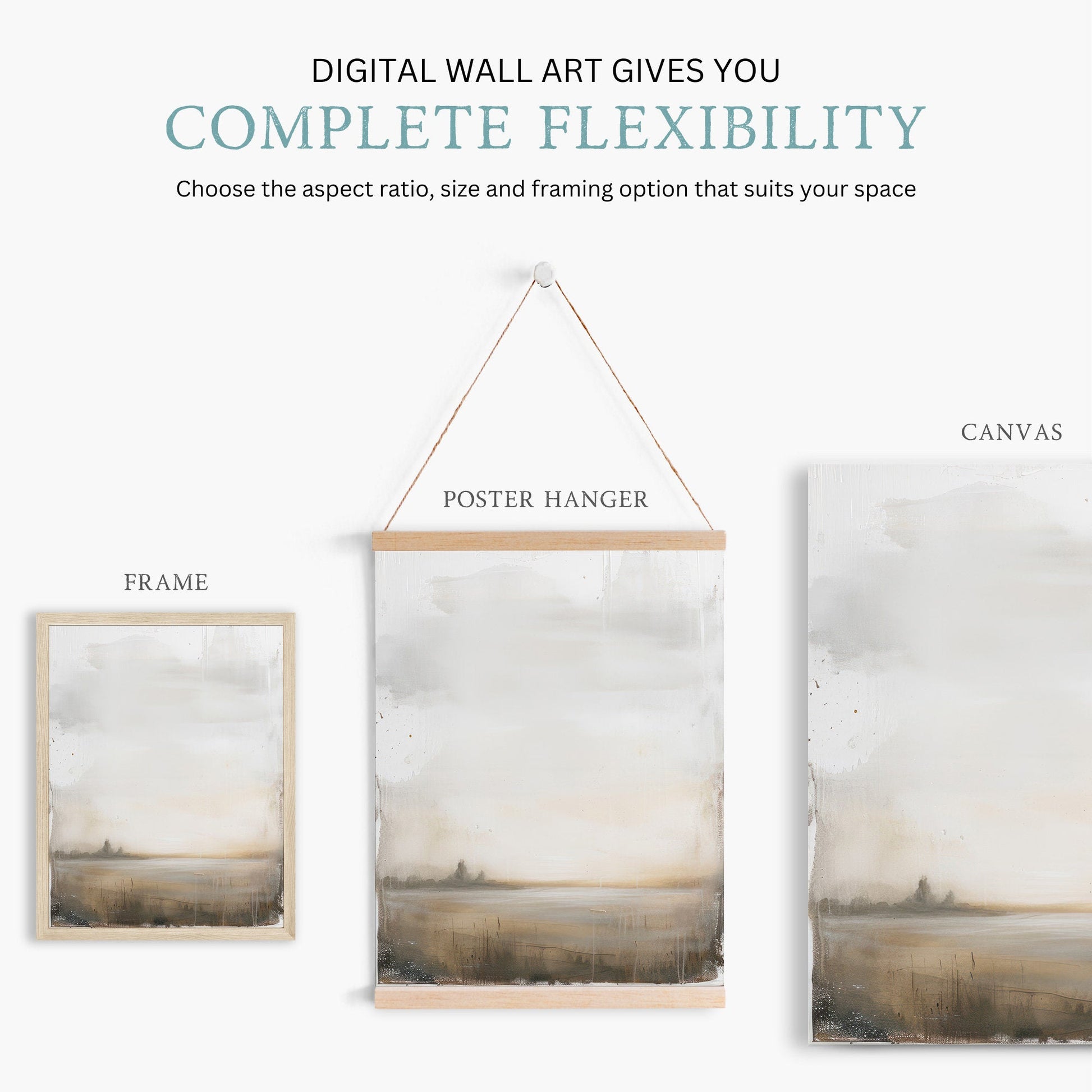 Countryside Painting, Abstract Landscape Art, Farmhouse Home Decor - WildfieldPrints