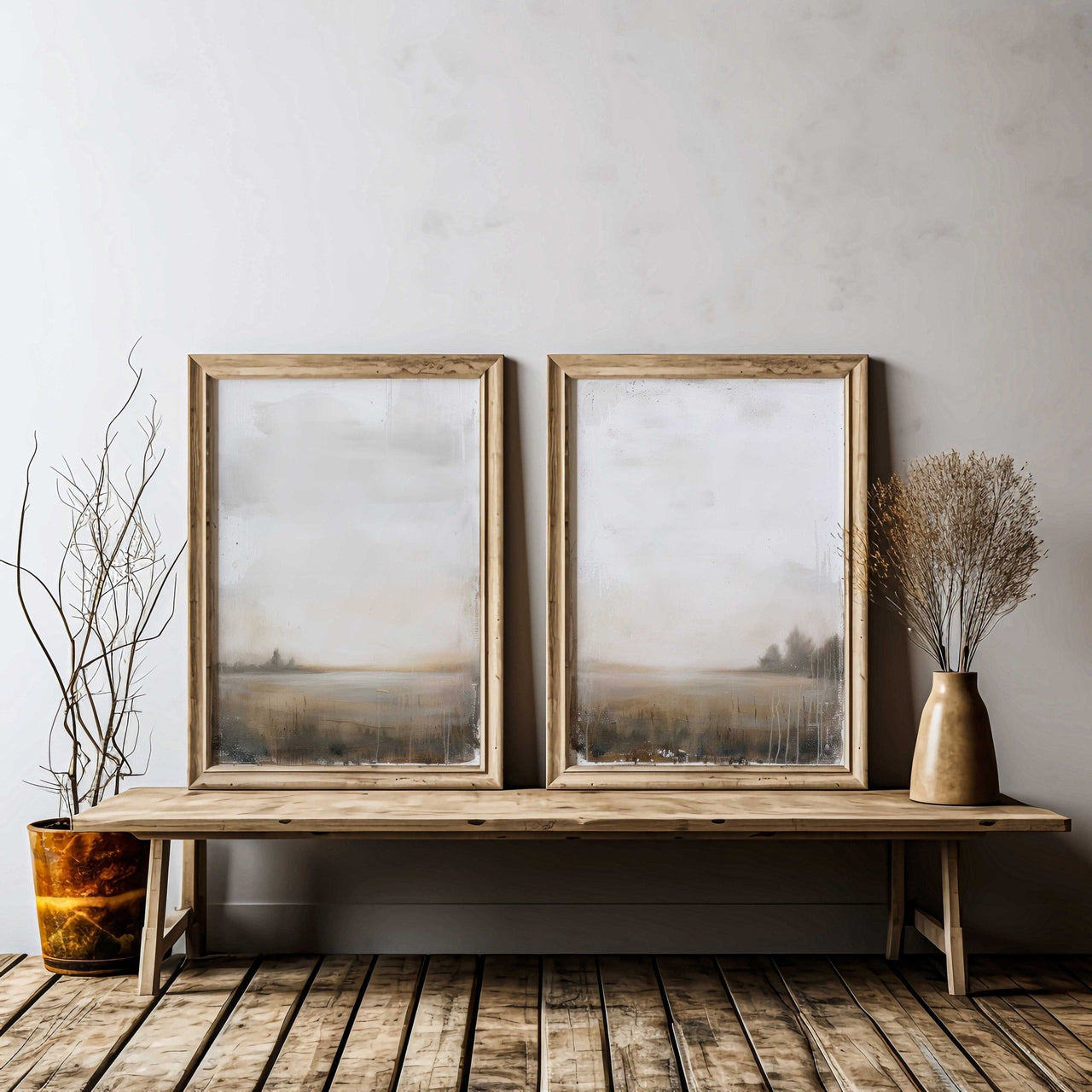 Abstract Landscape Wall Art – Farmhouse Living Room Print • Set of 2