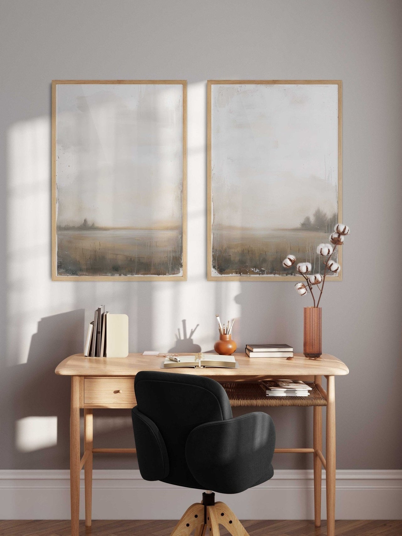 Abstract Landscape Wall Art – Farmhouse Living Room Print • Set of 2