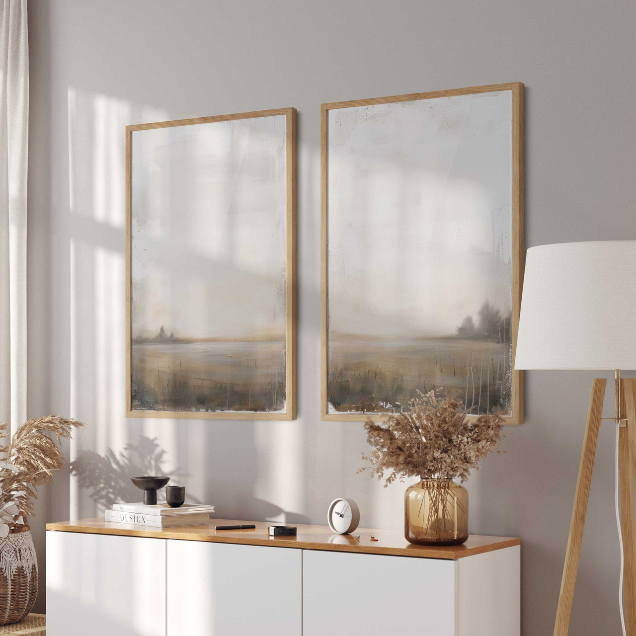 Abstract Landscape Wall Art – Farmhouse Living Room Print • Set of 2