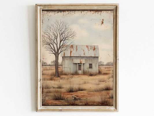 Countryside Print, Rustic Farmhouse Wall Decor, Vintage Home Accent - WildfieldPrints