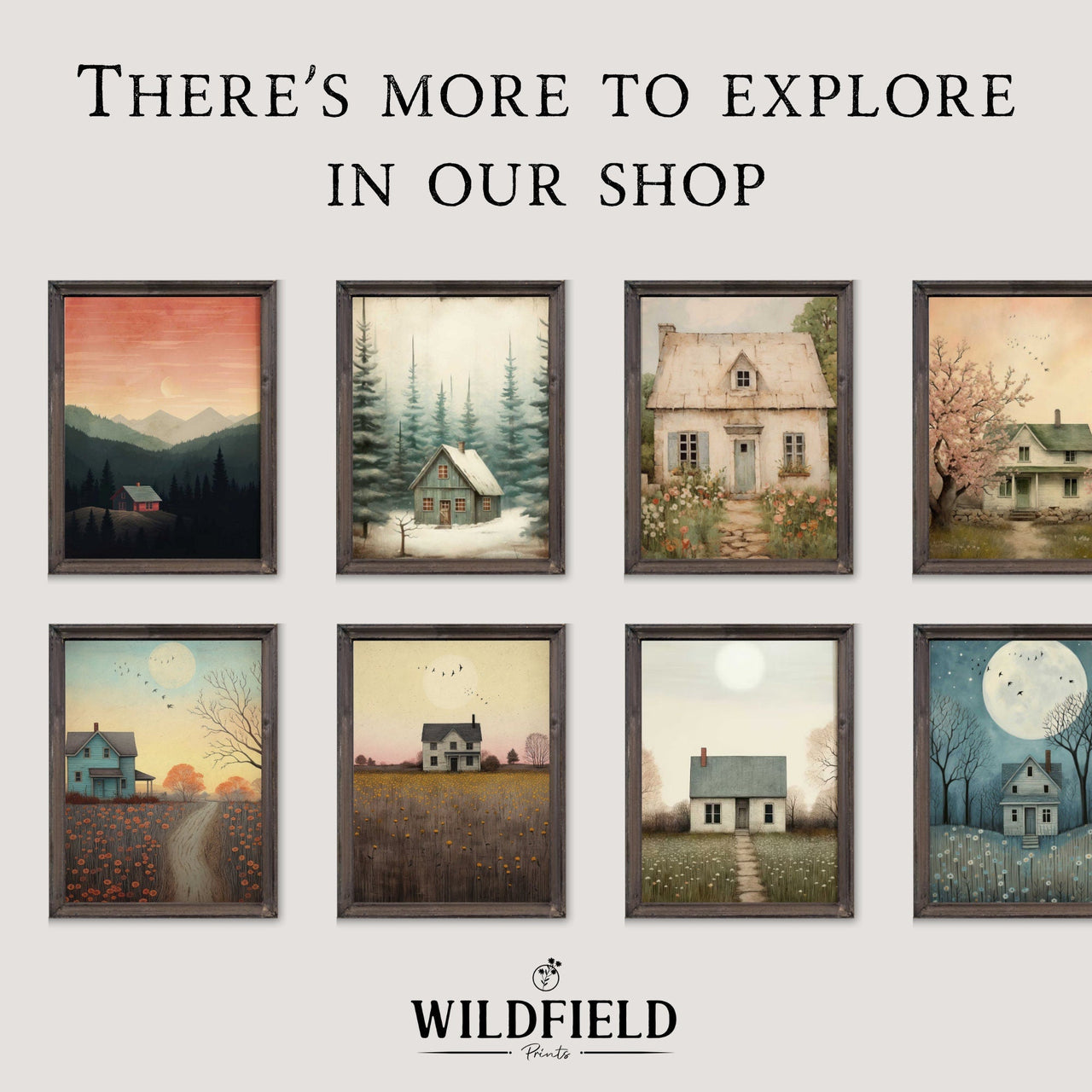 Country Landscape Print – Rustic Living Room Wall Decor