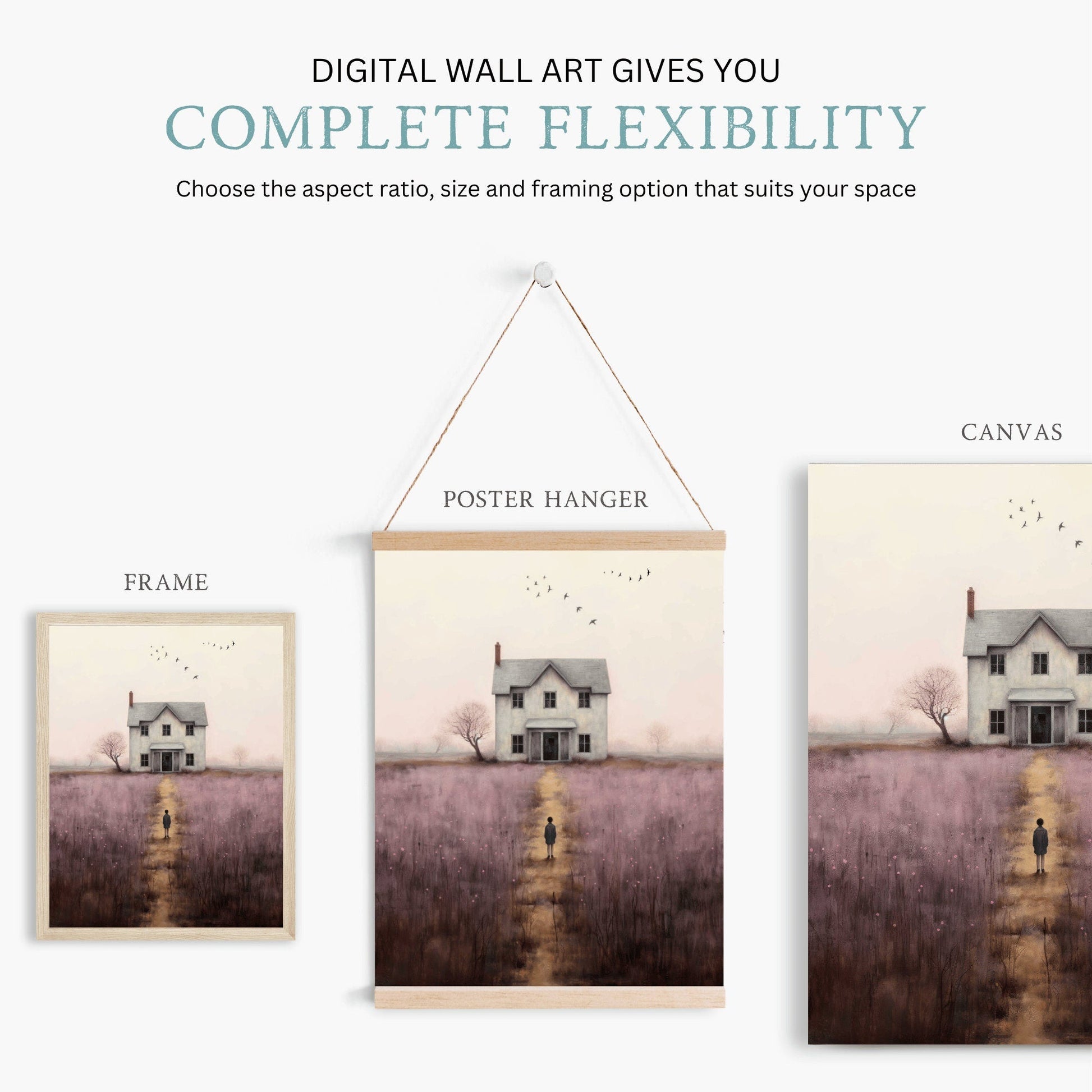 Countryside Wall Art, Rustic Cottage Decor, Country Landscape Print - WildfieldPrints