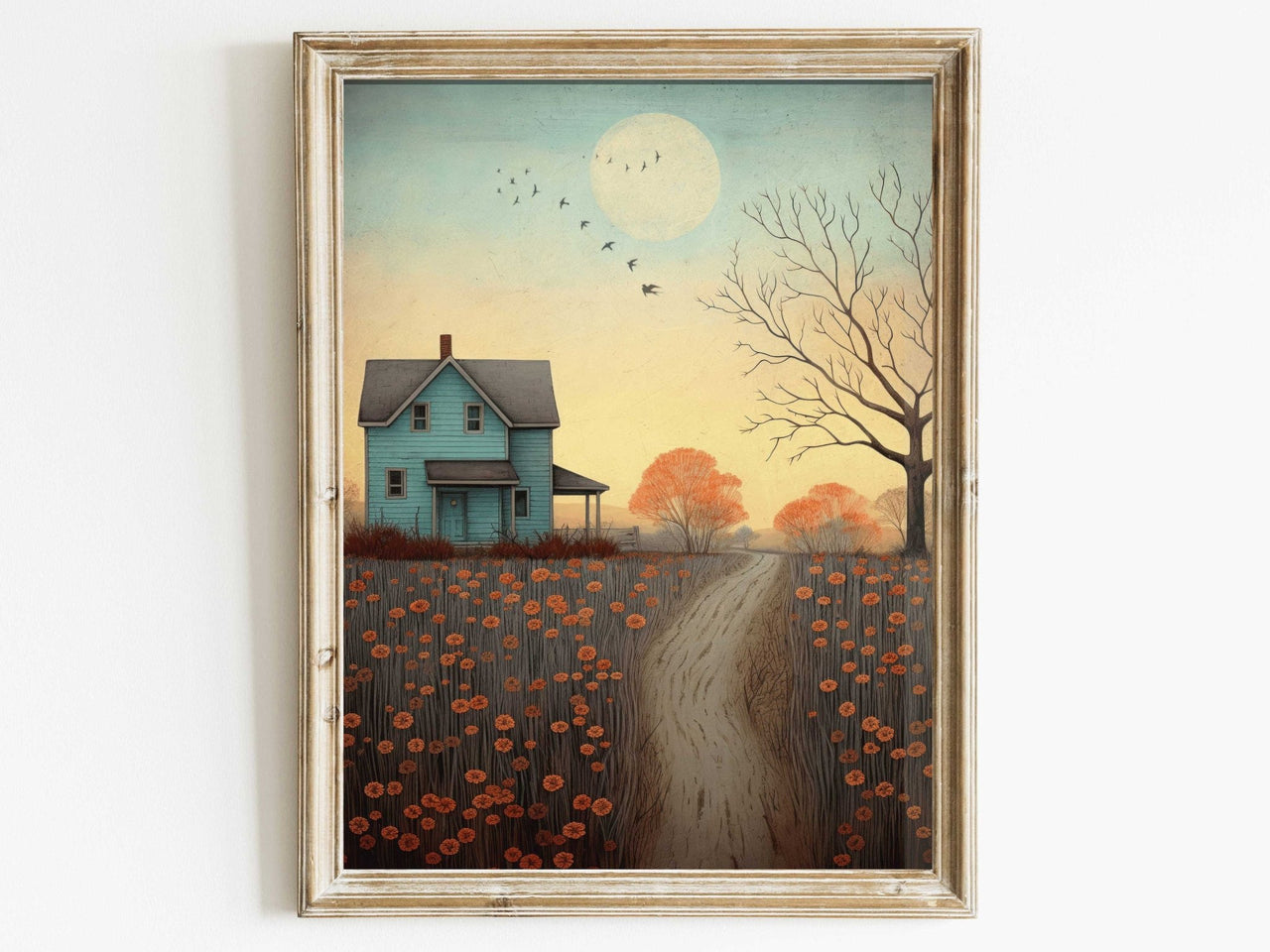 Country Landscape Wall Decor – Rustic Home Print for Living Room