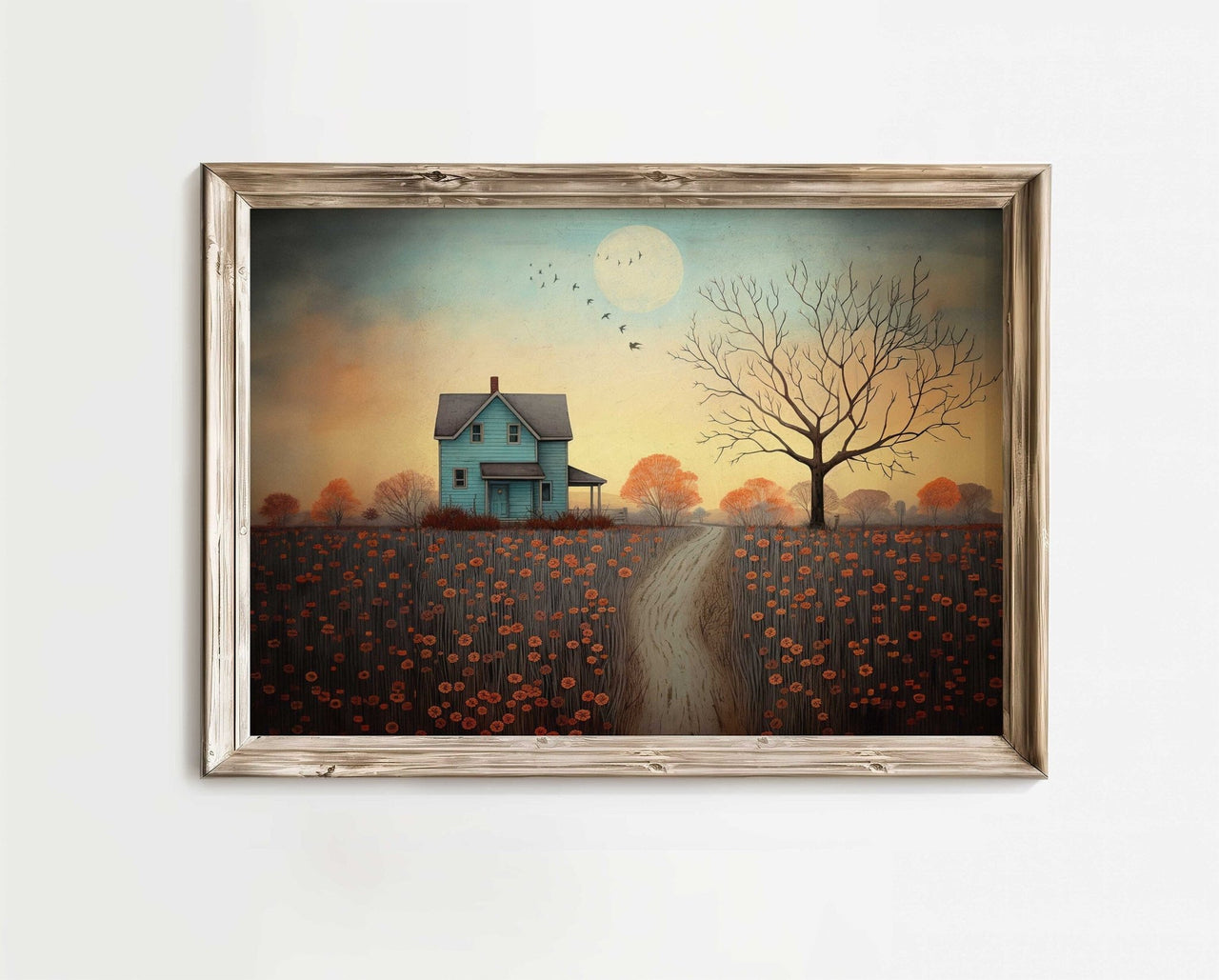 Turquoise Country House Wall Art – Vintage Girls Room Print