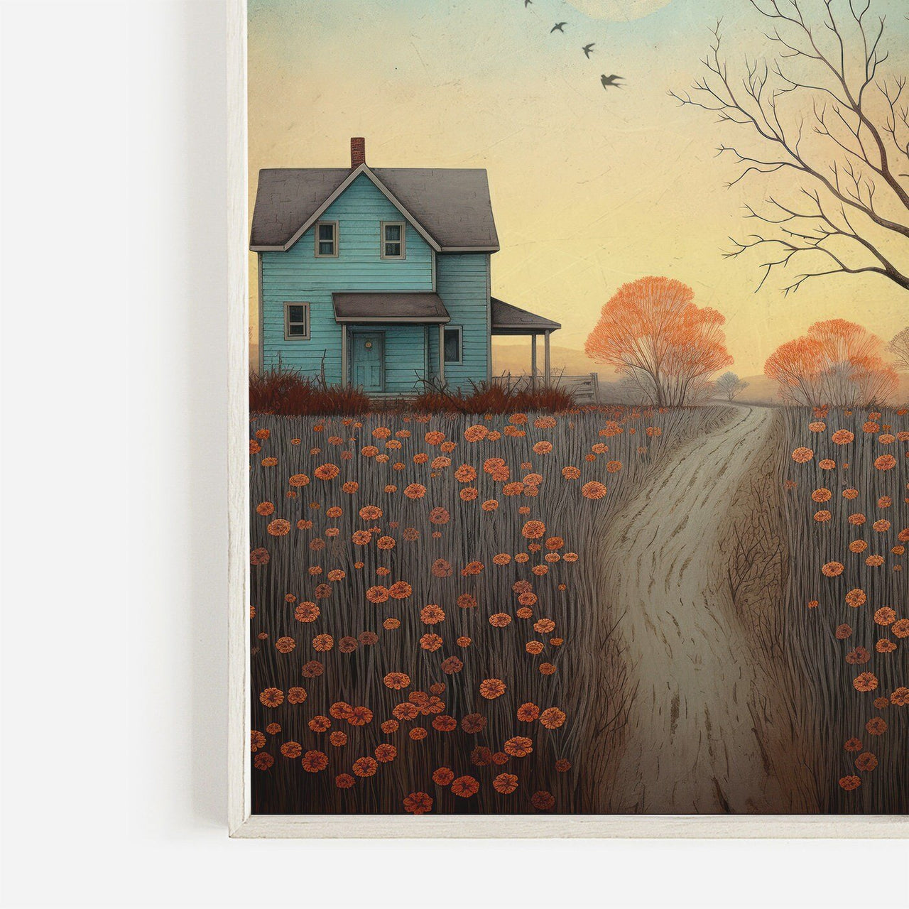 Country Landscape Wall Decor – Rustic Home Print for Living Room