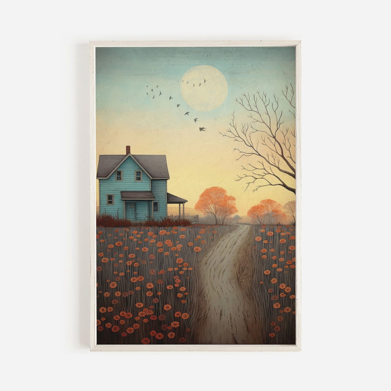 Country Landscape Wall Decor – Rustic Home Print for Living Room