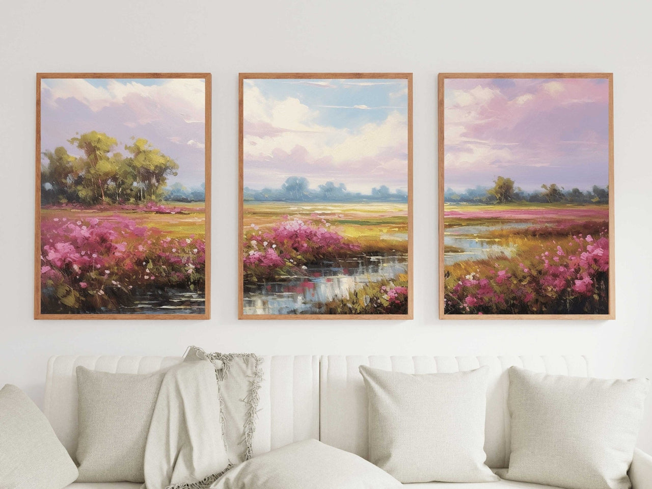 Pink Floral Print – Nature Room Wall Decor • Set of 3