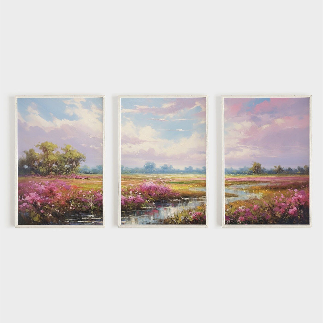 Pink Floral Print – Nature Room Wall Decor • Set of 3