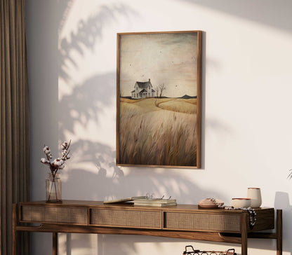 Countryside Wall Art, Vintage House Decor, Farmhouse Painting - WildfieldPrints