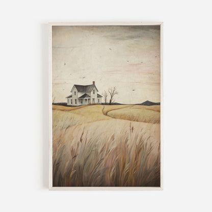 Countryside Wall Art, Vintage House Decor, Farmhouse Painting - WildfieldPrints