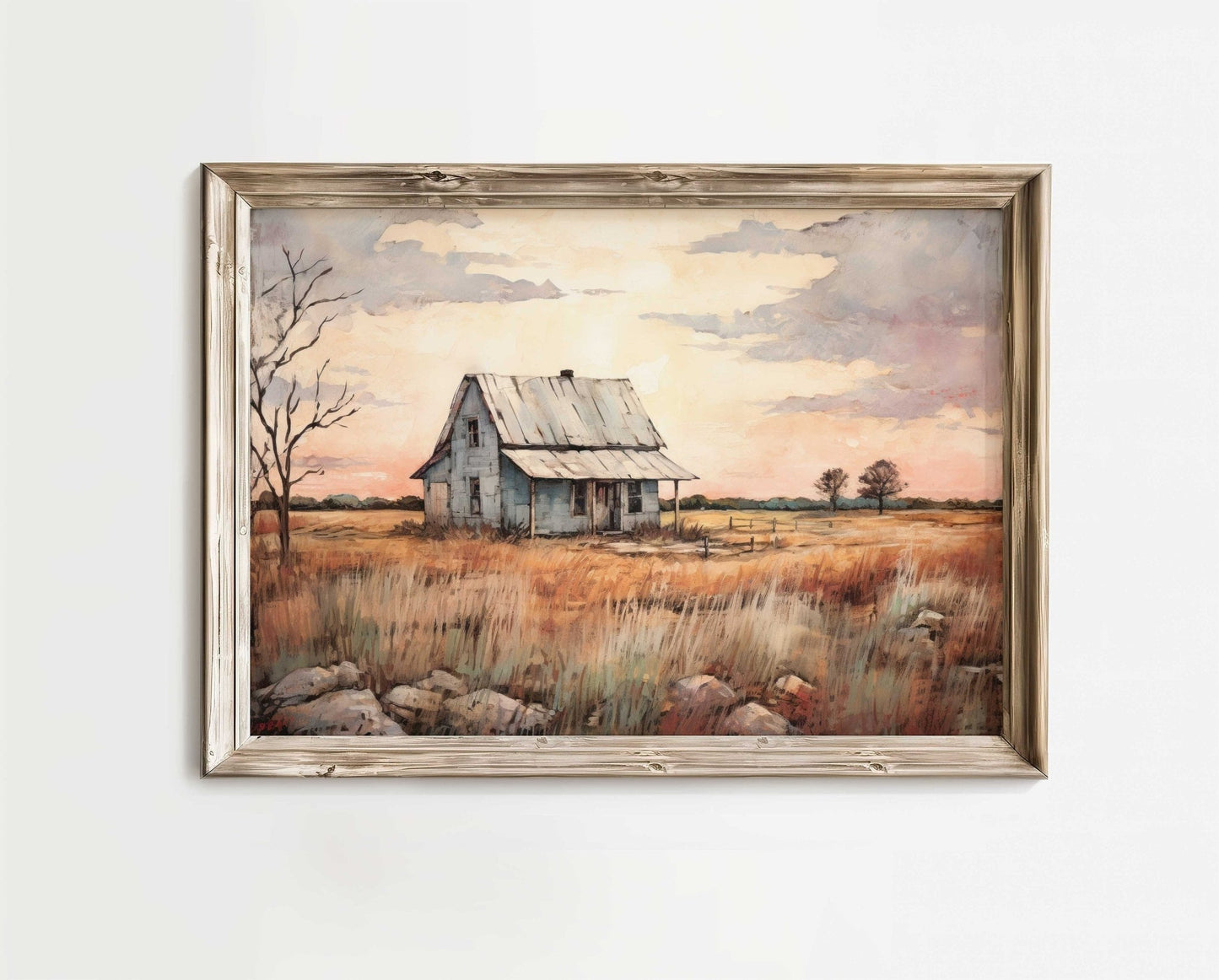 Countryside Wall Art, Vintage House Print, Farmhouse Decor - WildfieldPrints