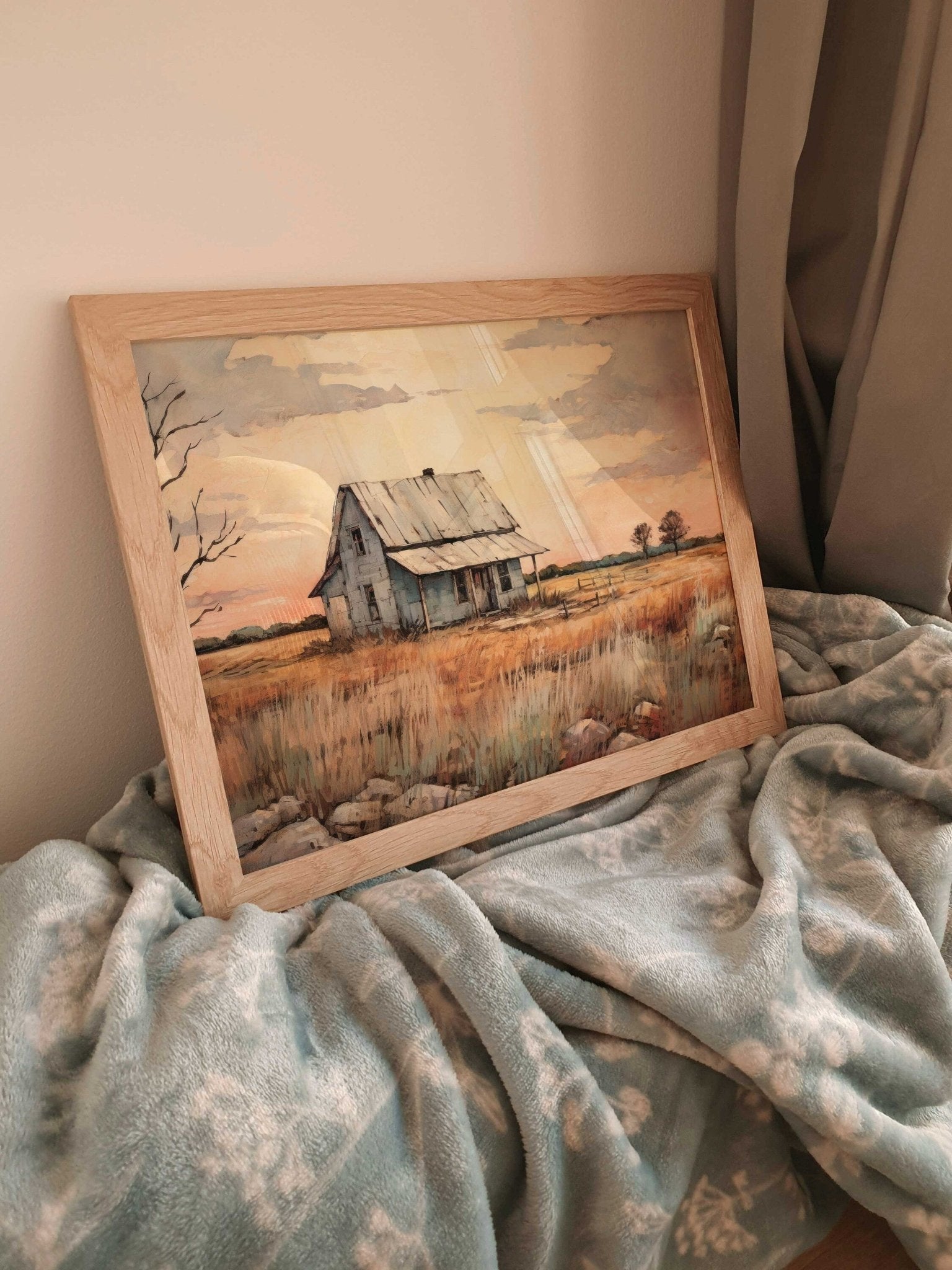 Countryside Wall Art, Vintage House Print, Farmhouse Decor - WildfieldPrints