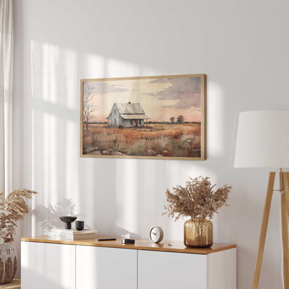 Countryside Wall Art, Vintage House Print, Farmhouse Decor - WildfieldPrints