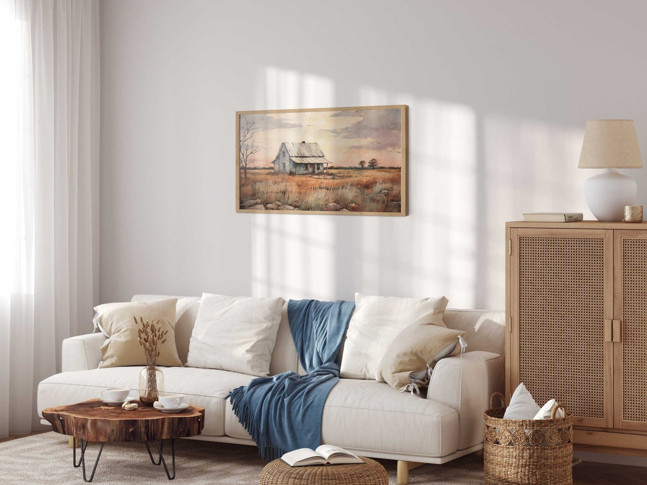 Vintage House Wall Art – Farm Living Room Print