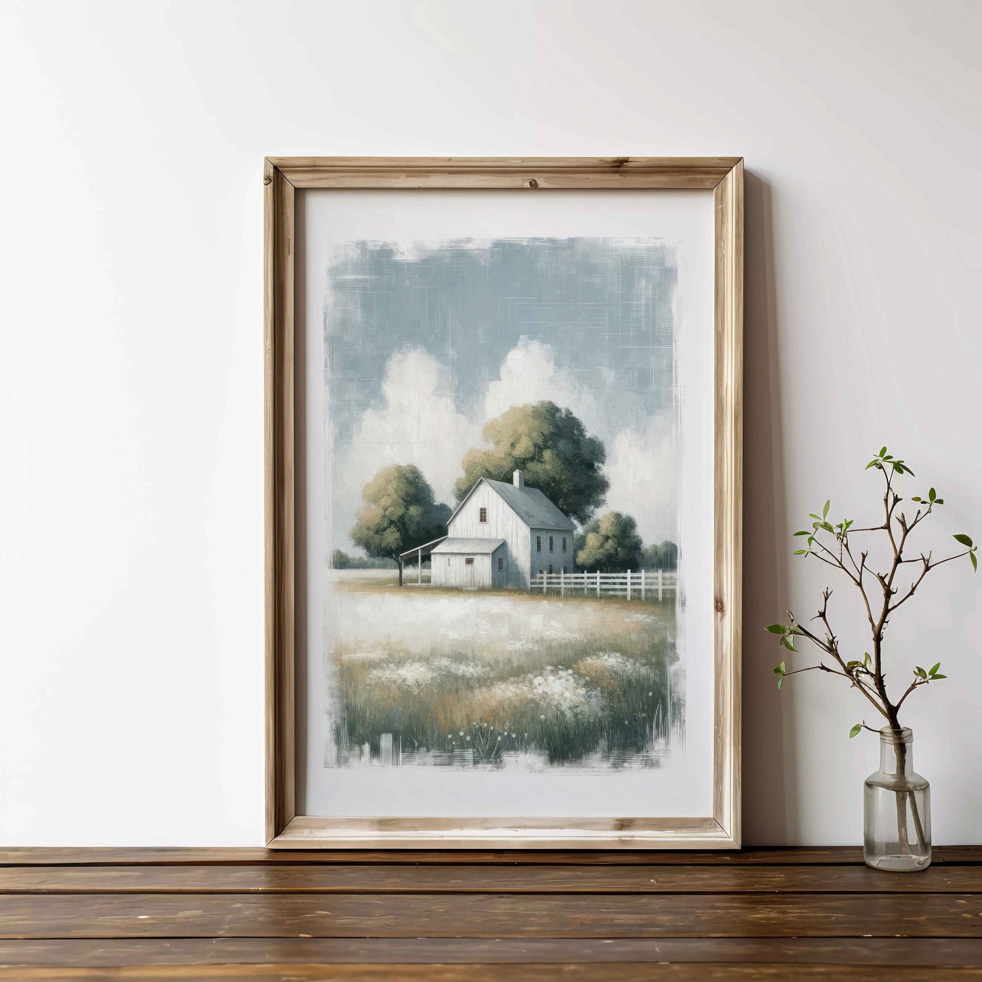 Countryside Wall Art, Vintage House Print, Rustic Farmhouse Decor - WildfieldPrints