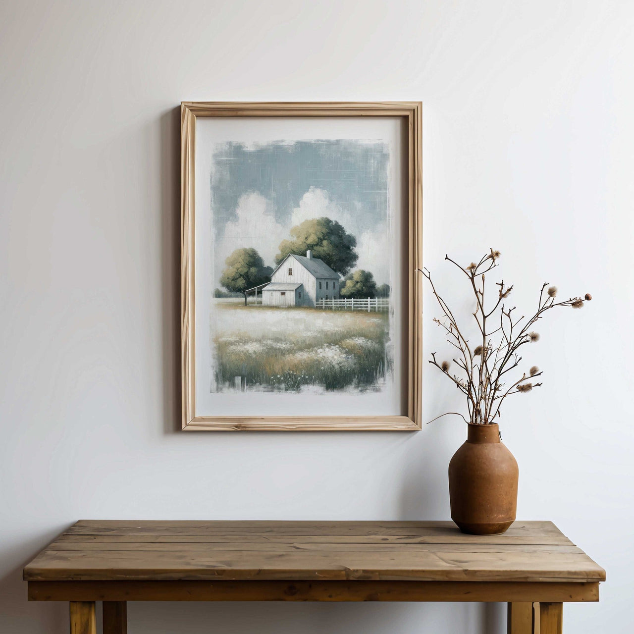 Vintage House Wall Art – Farmhouse Living Room Print