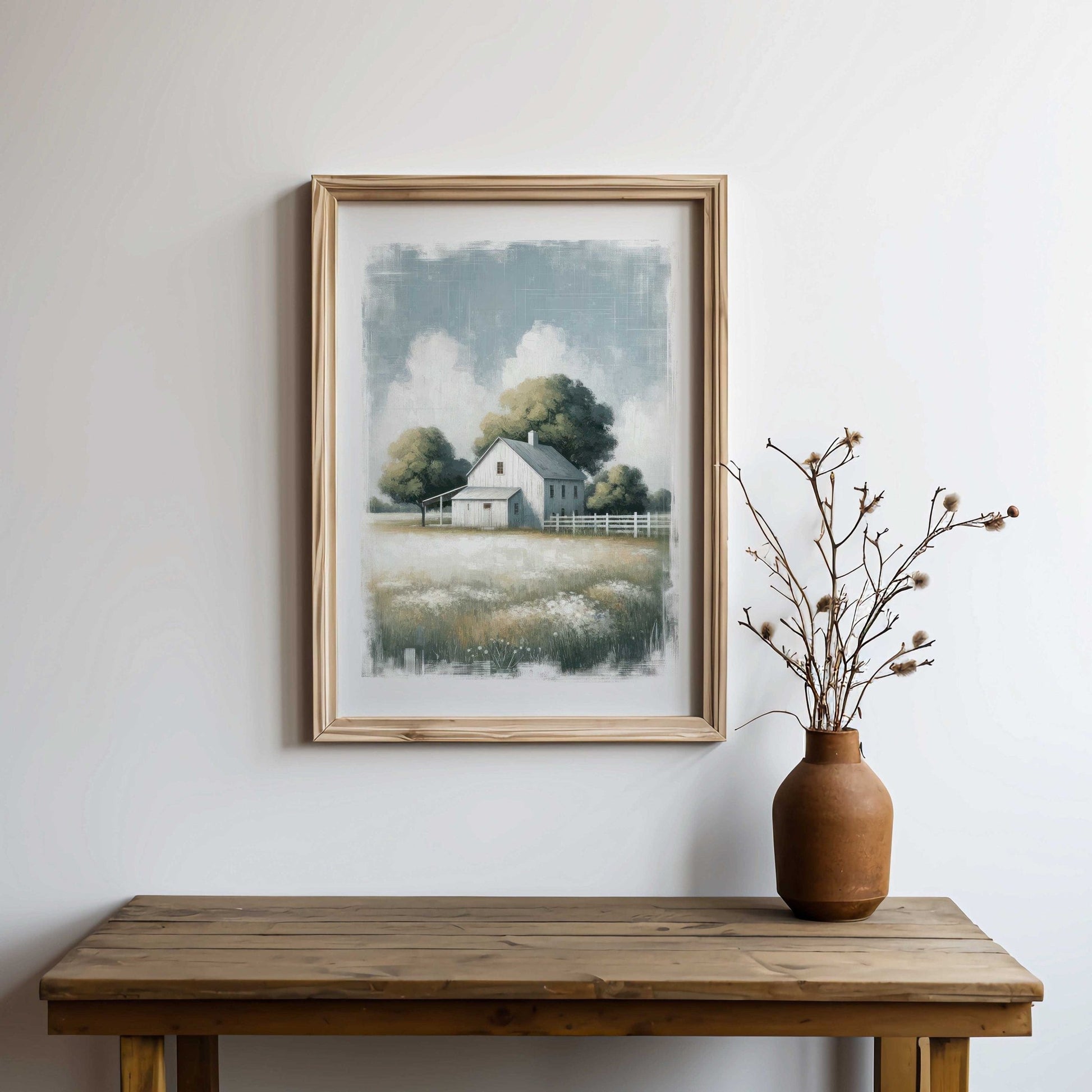 Countryside Wall Art, Vintage House Print, Rustic Farmhouse Decor - WildfieldPrints