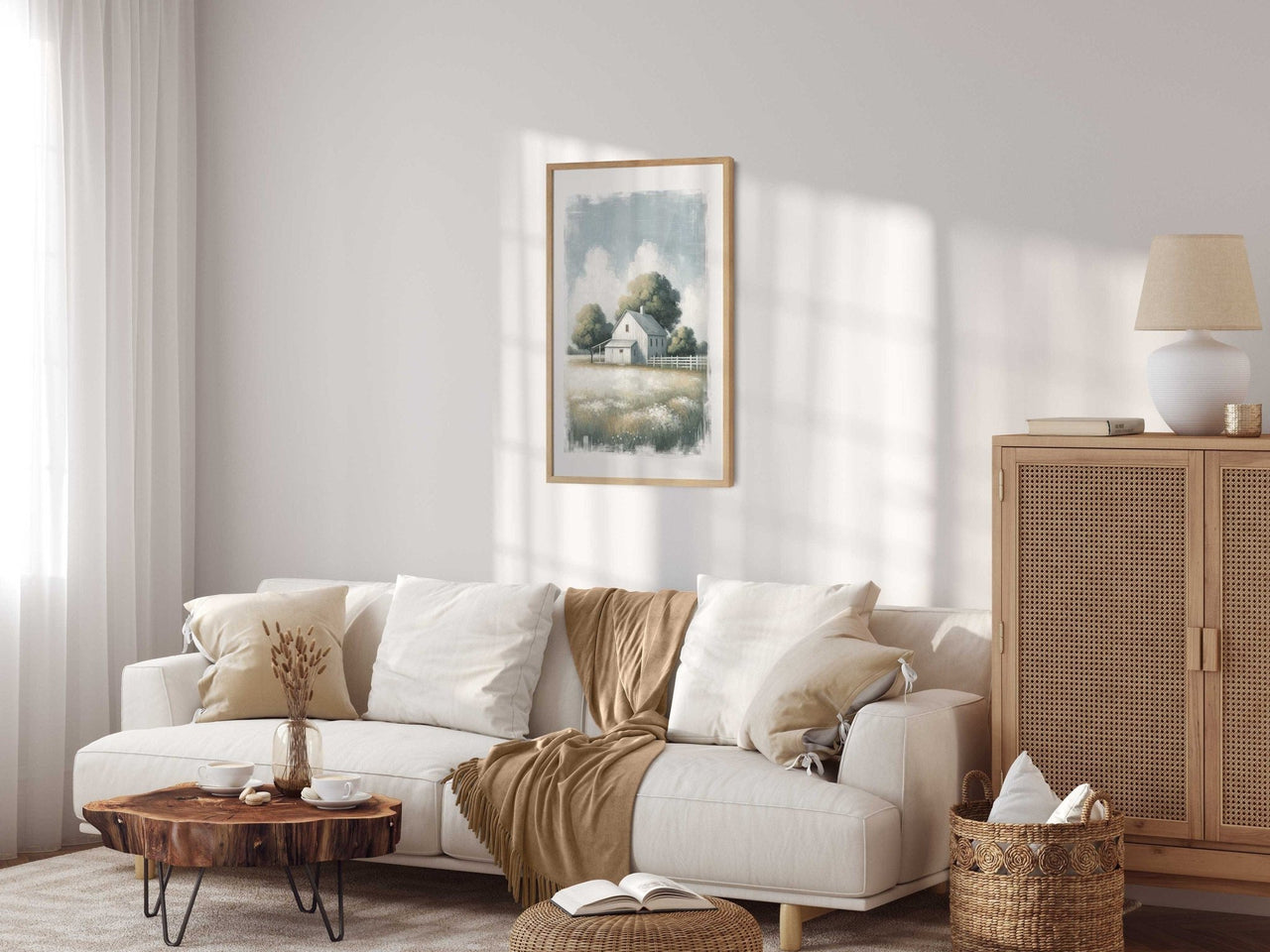 Vintage House Wall Art – Farmhouse Living Room Print