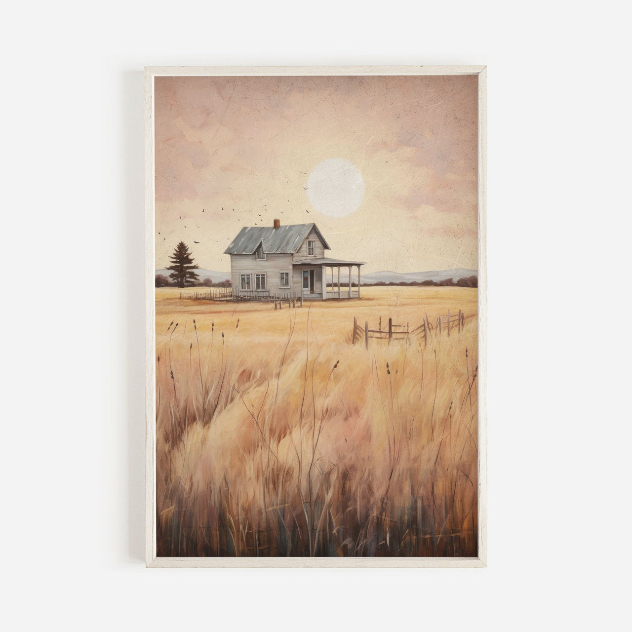 Vintage House Wall Art – Farm Living Room Print