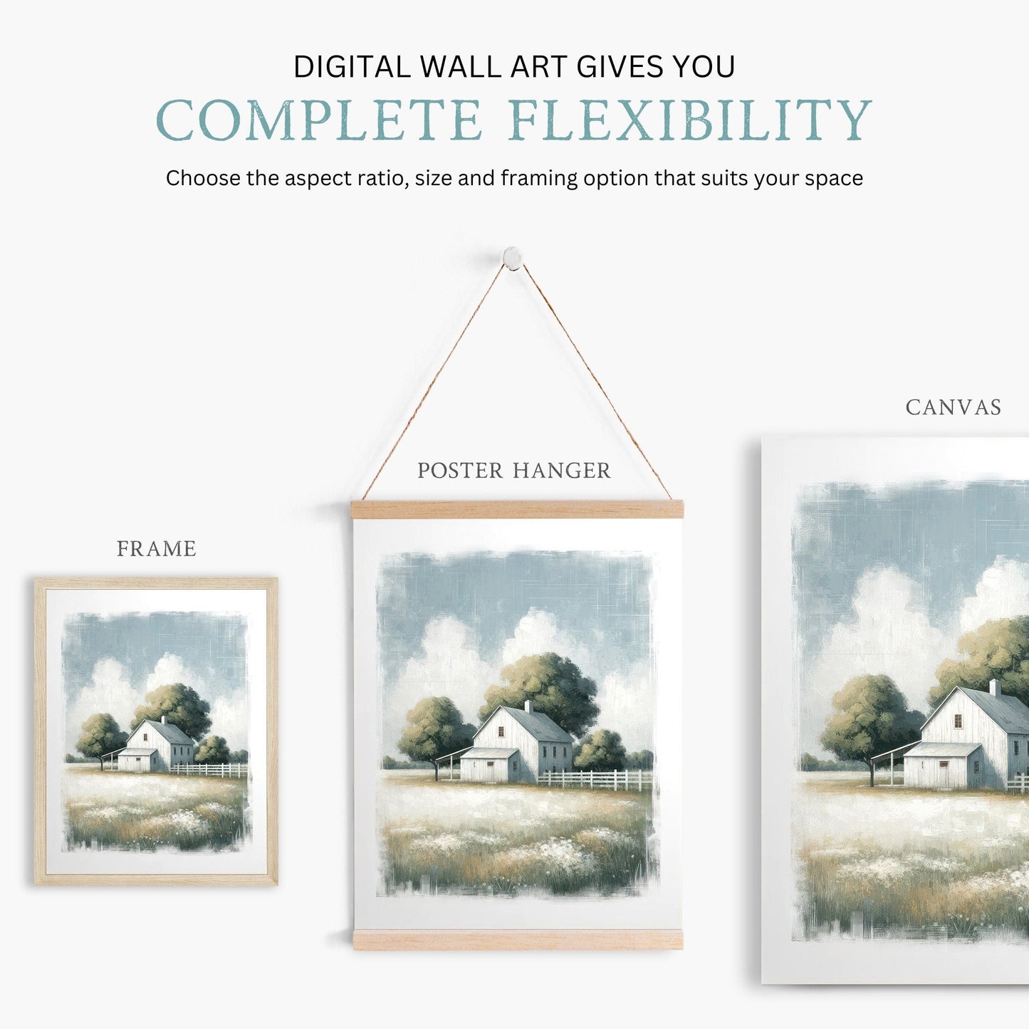 Countryside Wall Art, Vintage House Print, Rustic Farmhouse Decor - WildfieldPrints