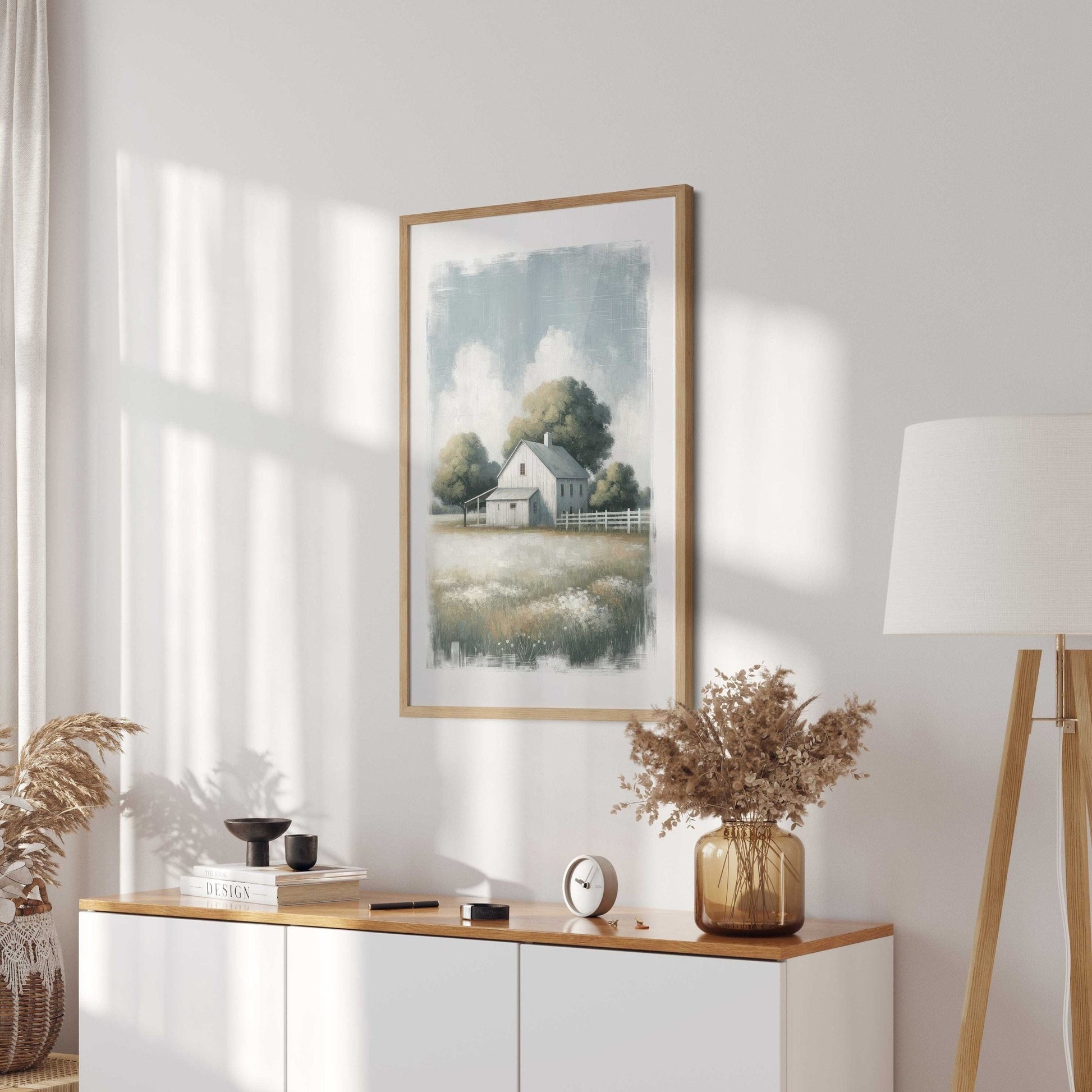 Countryside Wall Art, Vintage House Print, Rustic Farmhouse Decor - WildfieldPrints