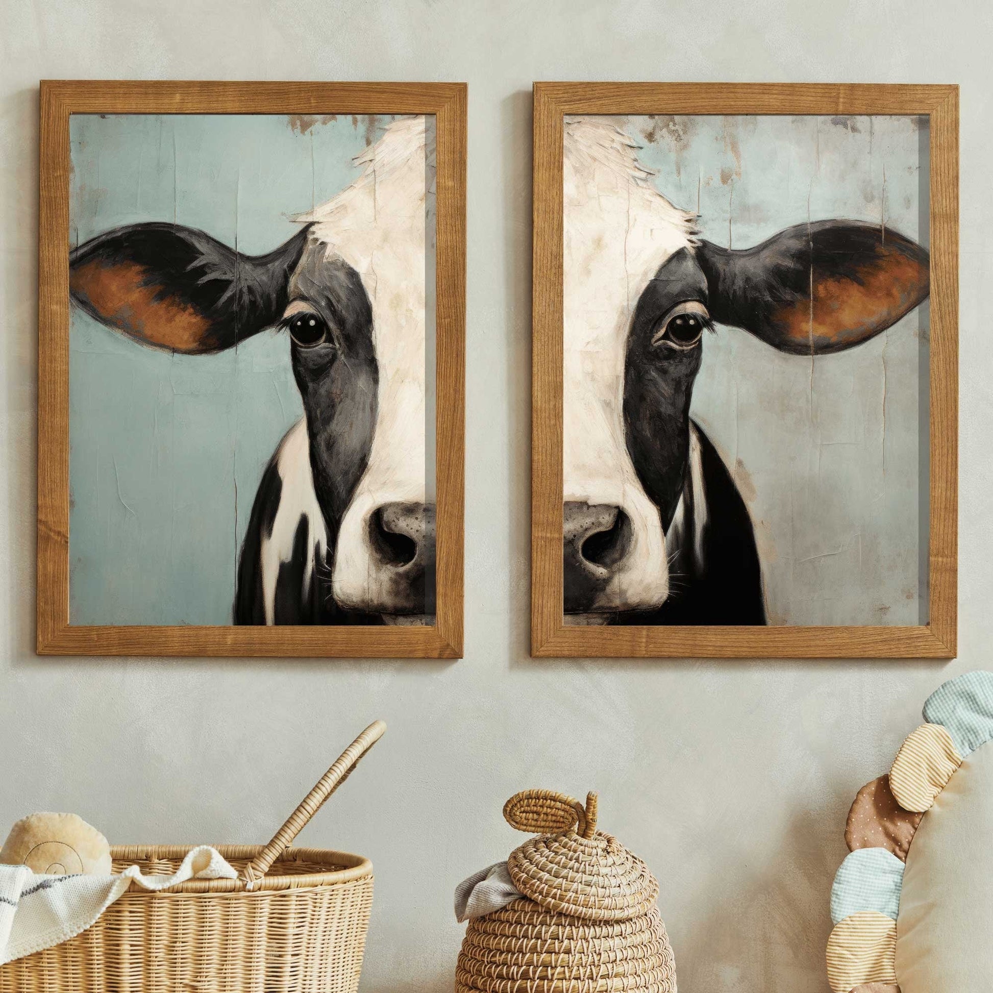 Cow Prints, Rustic Farmhouse Wall Decor, Country Animal Art - WildfieldPrints