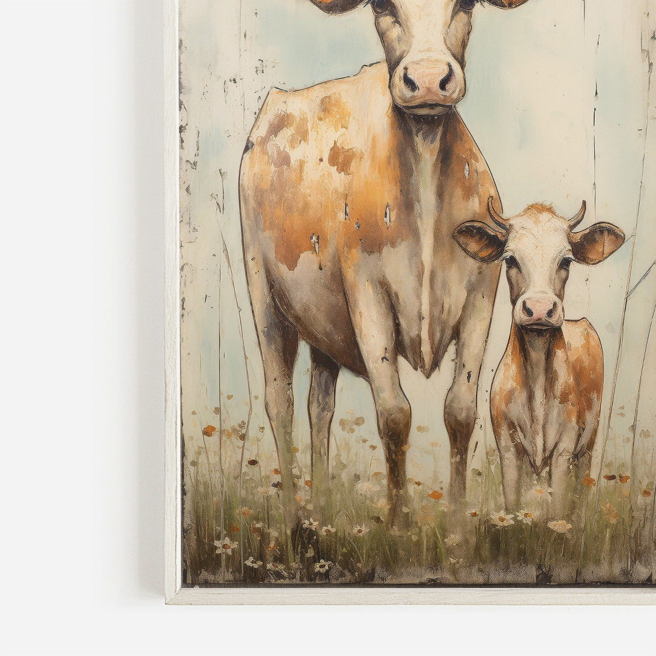Bull and Calf Wall Art – Farm Living Room Print