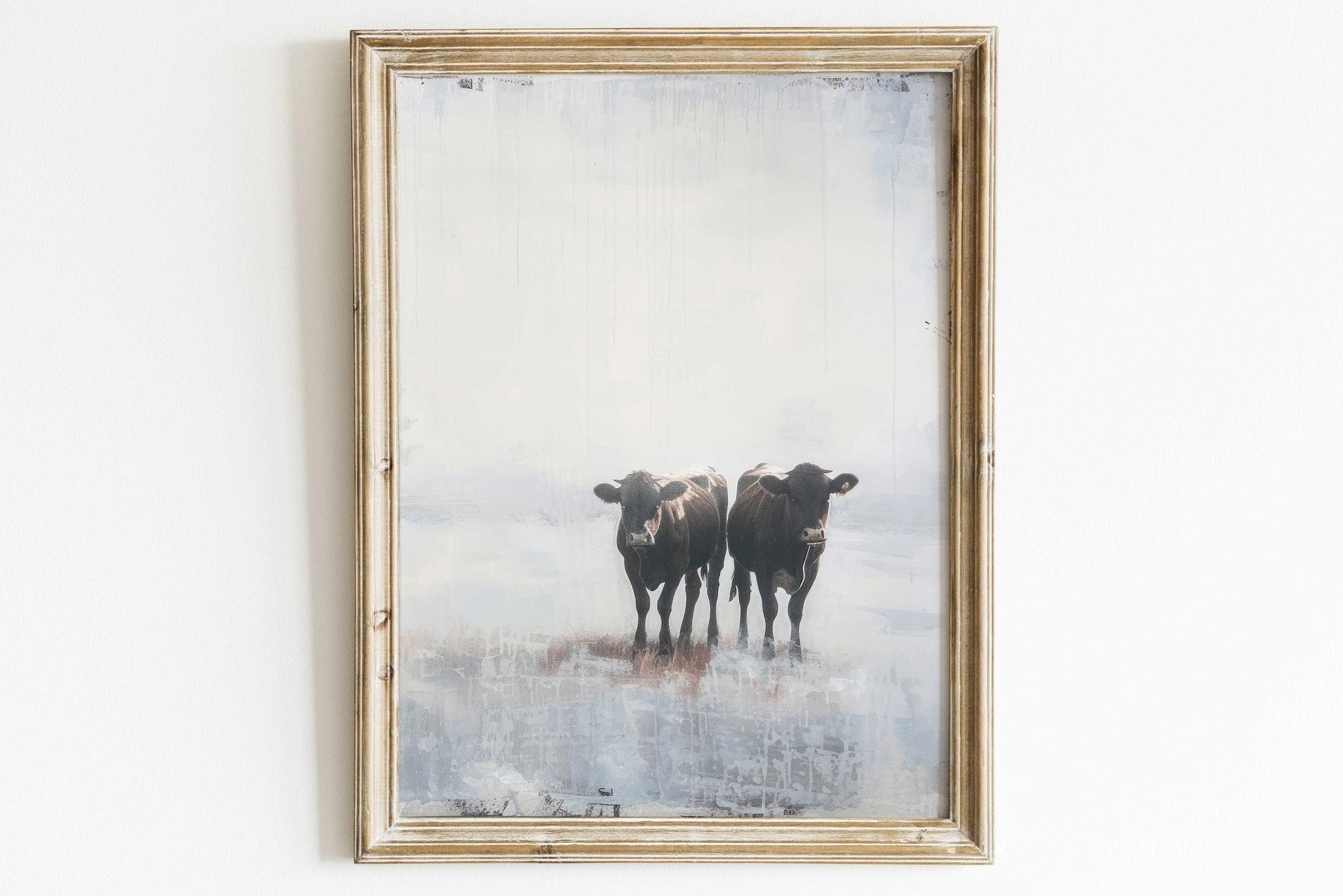 Cow Wall Art, Vintage Farm Animal Painting, Modern Country Decor - WildfieldPrints