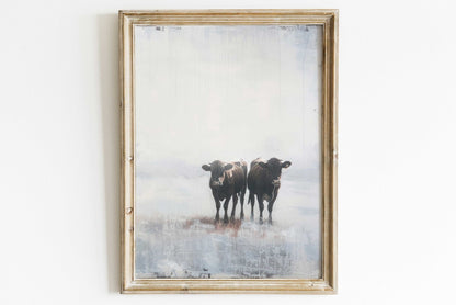 Cow Wall Art, Vintage Farm Animal Painting, Modern Country Decor - WildfieldPrints