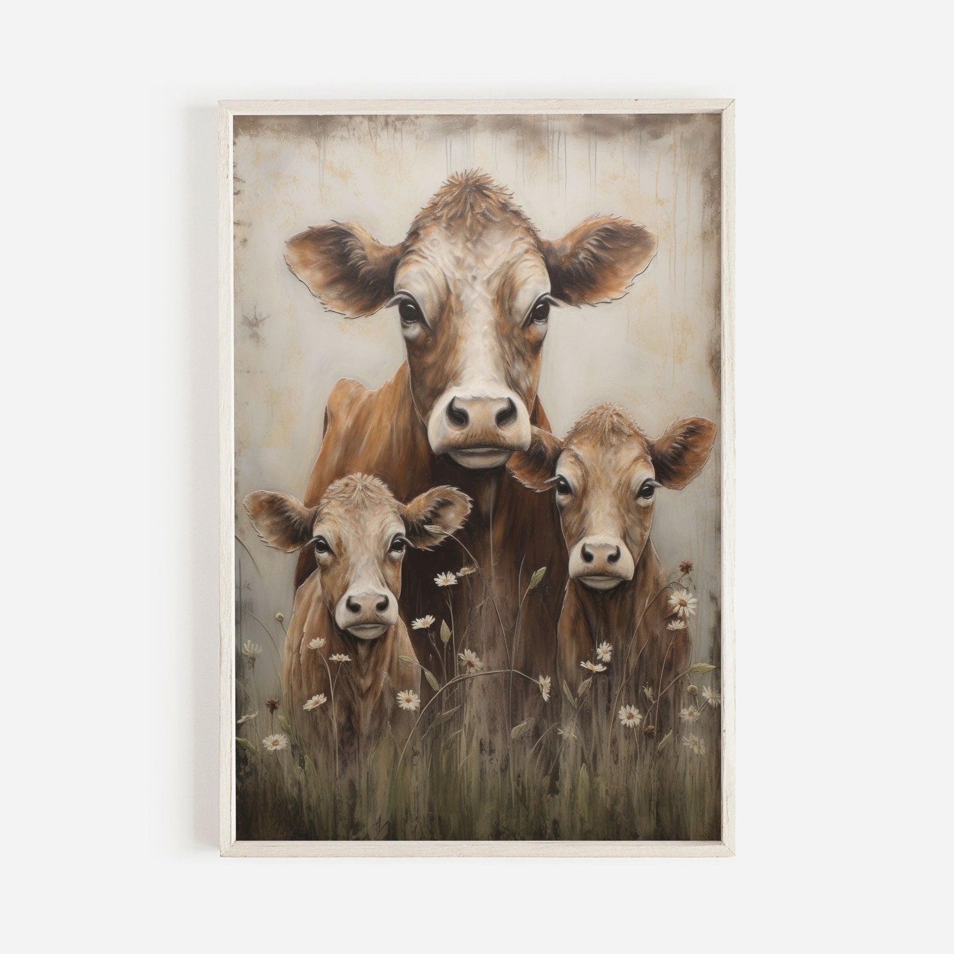 Cow Wall Art, Vintage Farm Animal Print, Rustic Home Decor - WildfieldPrints
