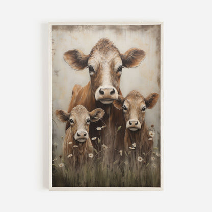 Cow Wall Art, Vintage Farm Animal Print, Rustic Home Decor - WildfieldPrints
